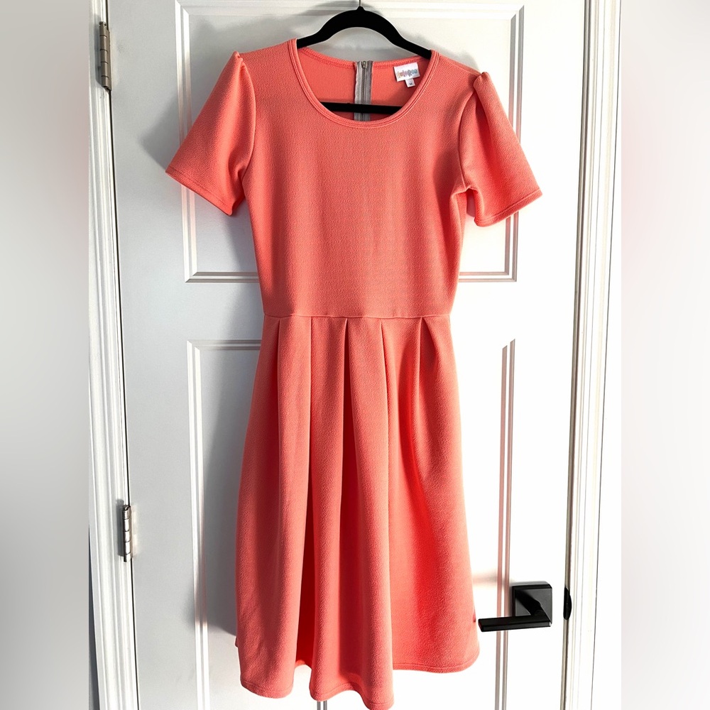 LuLaRoe Vibrant Coral Textured Dress